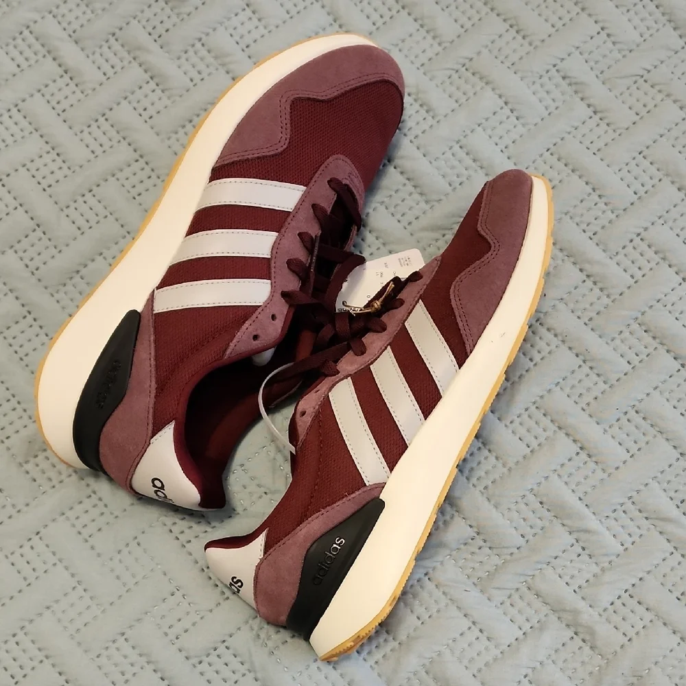 Adidas Men's Maroon and White Sneakers